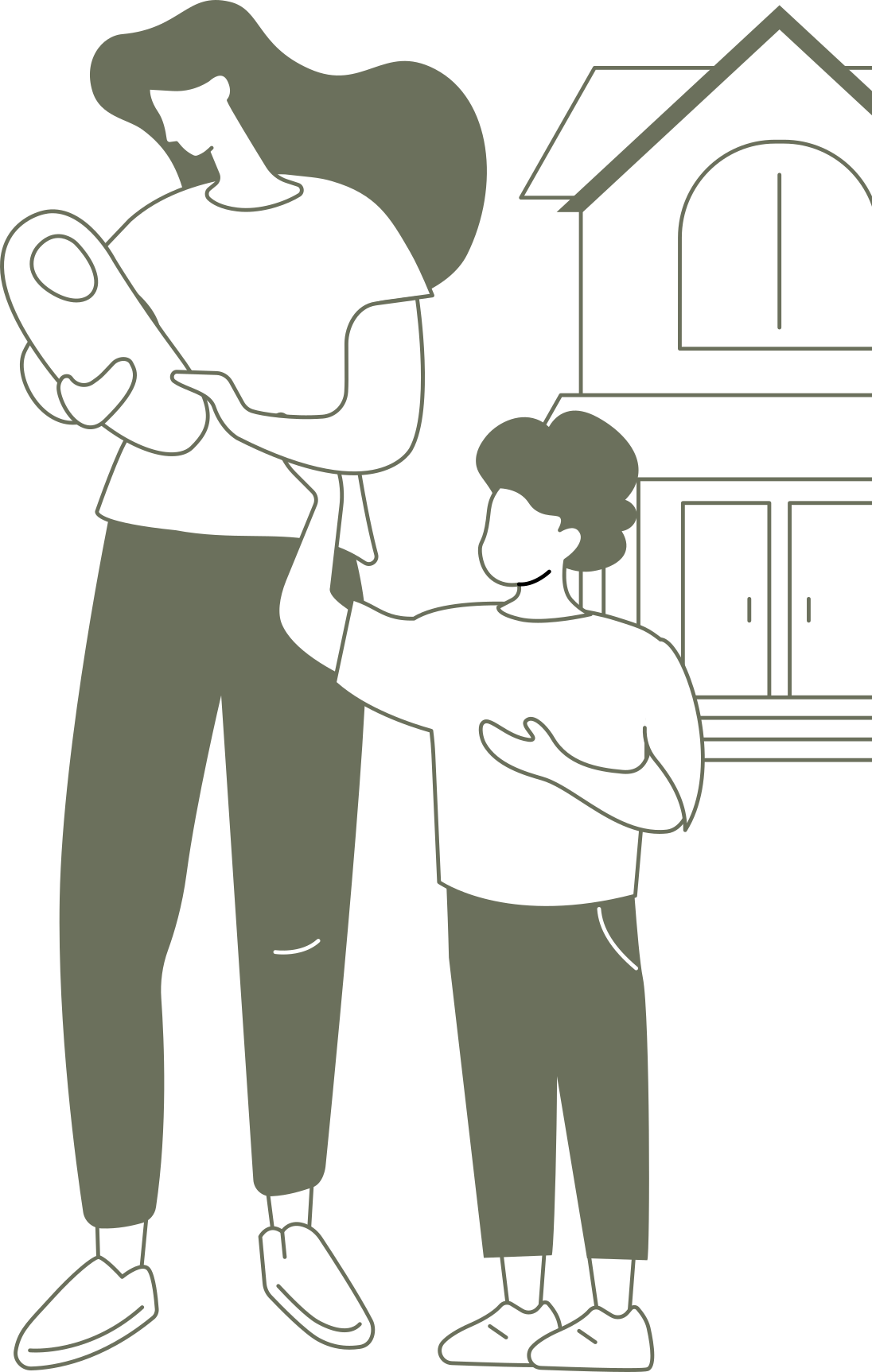 Illustration d'une mère avec son bébé et son enfant pour l'accompagnement à la fratrie - Morgane Bessa Sophrologue Limoges